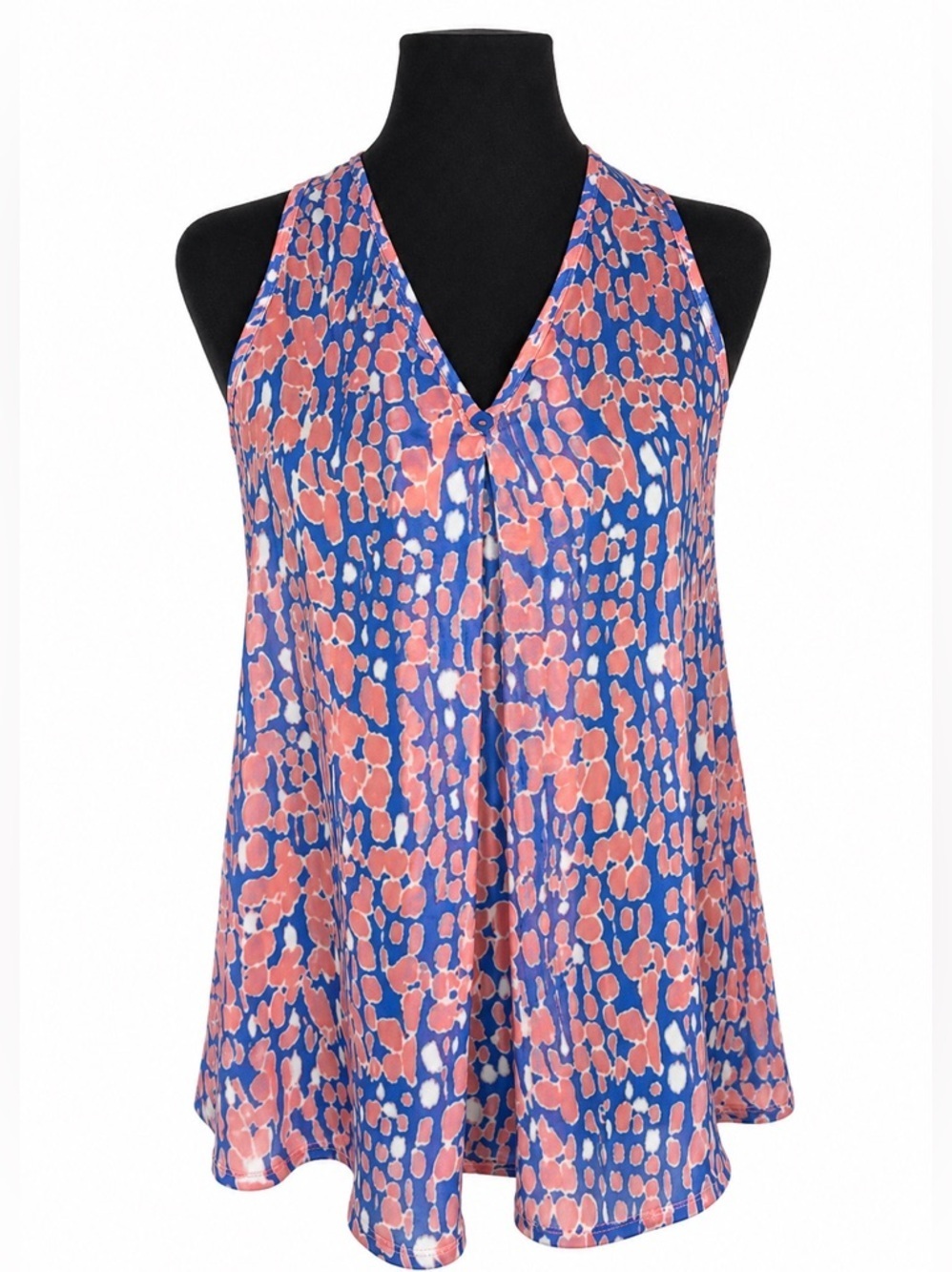 5th Culture Small Sleeveless V-Neck Abstract Animal Print Tank Top Blue Coral